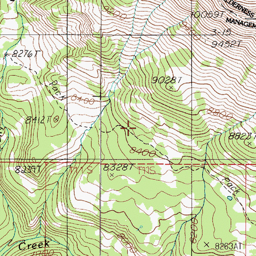Topographic Map of Cabin Creek Divide Trail, MT