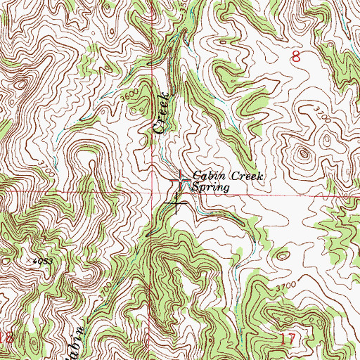 Topographic Map of Cabin Creek Spring, MT