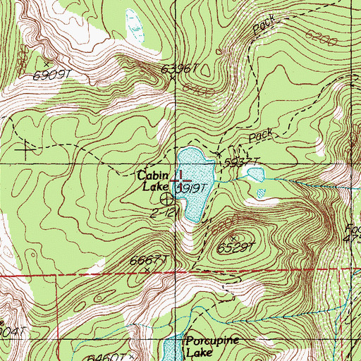 Topographic Map of Cabin Lake, MT
