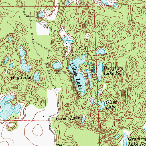 Topographic Map of Cabin Lake, MT