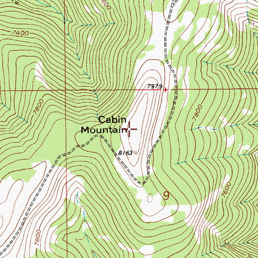 Topographic Map of Cabin Mountain, MT