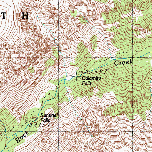 Topographic Map of Calamity Falls, MT