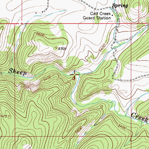Topographic Map of Calf Creek, MT