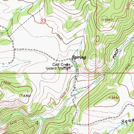 Topographic Map of Calf Creek Guard Station, MT