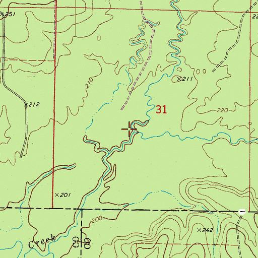 Topographic Map of Populi Creek, AR
