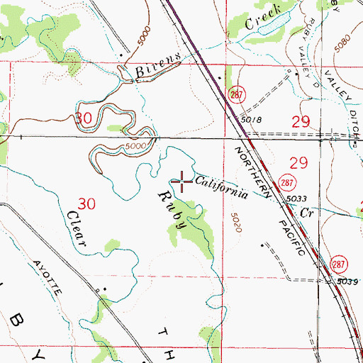 Topographic Map of California Creek, MT