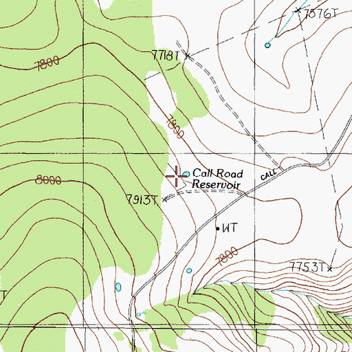 Topographic Map of Call Road Reservoir, MT