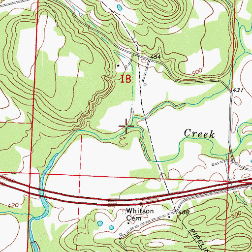 Topographic Map of Possum Trot Creek, AR