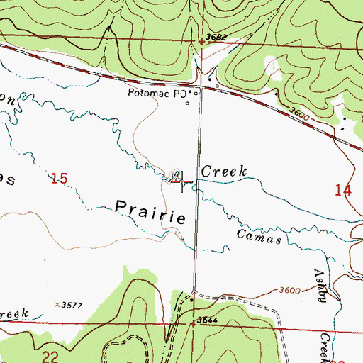 Topographic Map of Camas Creek, MT