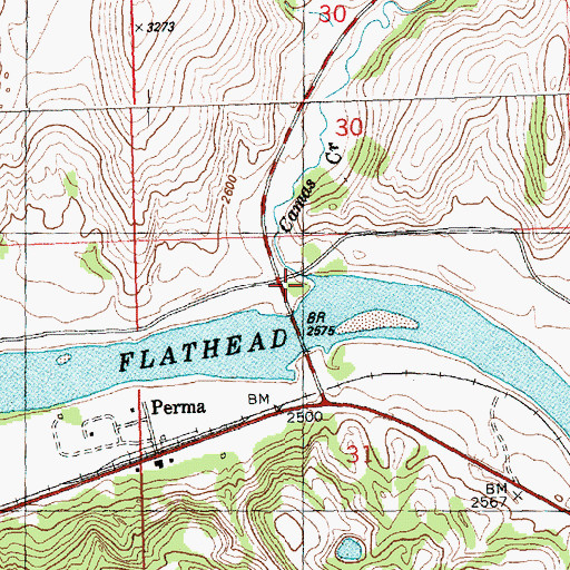 Topographic Map of Camas Creek, MT