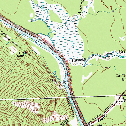 Topographic Map of Camas Creek, MT