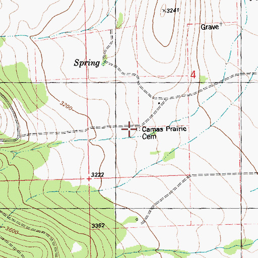 Topographic Map of Camas Prairie Cemetery, MT