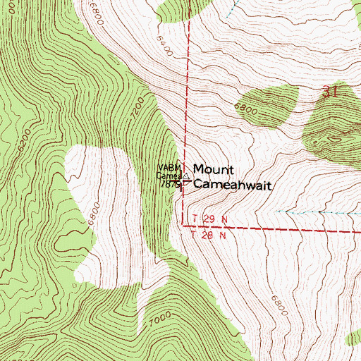 Topographic Map of Mount Cameahwait, MT