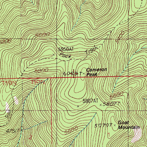 Topographic Map of Cameron Peak, MT