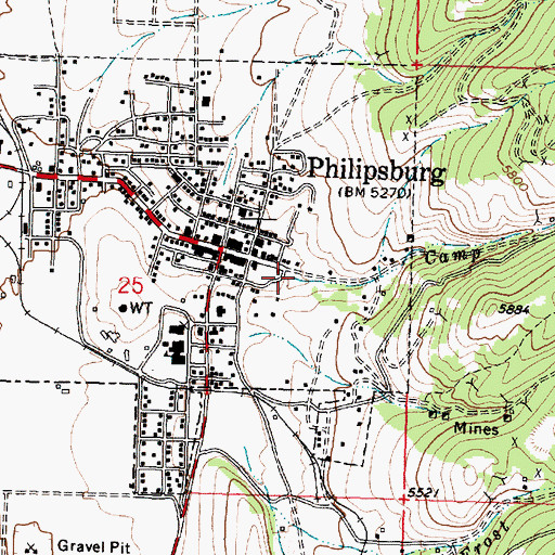 Topographic Map of Camp Creek, MT