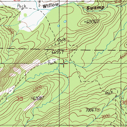 Topographic Map of Camp Creek, MT