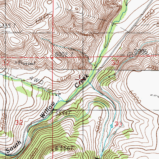 Topographic Map of Camp Creek, MT
