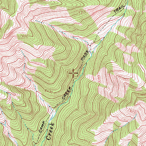 Topographic Map of Camp Creek Pass Trail, MT