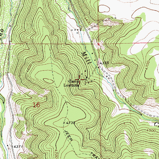 Topographic Map of Camp Lewtana, MT