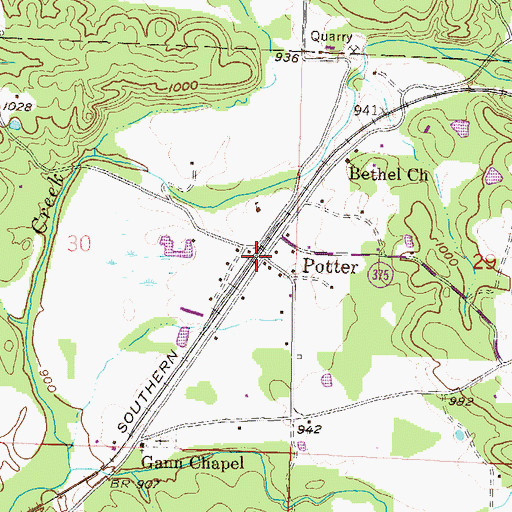 Topographic Map of Potter, AR