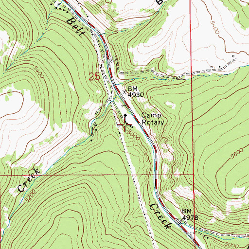 Topographic Map of Camp Rotary, MT