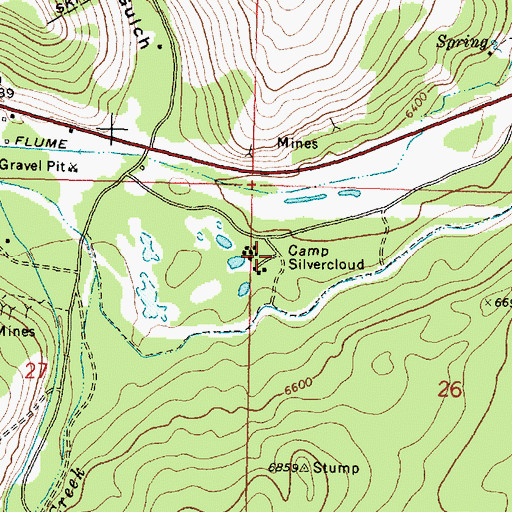 Topographic Map of Camp Silvercloud, MT