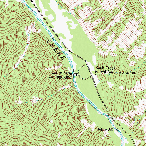 Topographic Map of Camp Siria Campground, MT