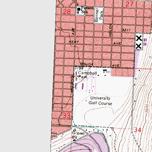 Topographic Map of Campbell Park, MT