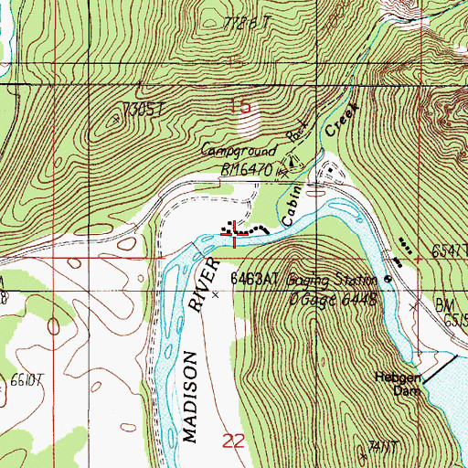 Topographic Map of Campfire Lodge, MT