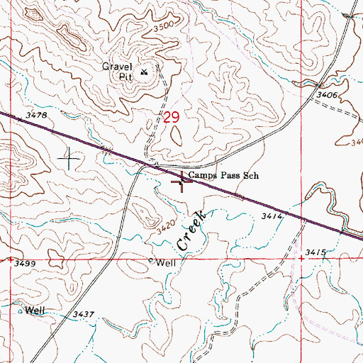 Topographic Map of Camps Pass School (historical), MT