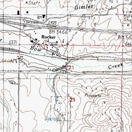 Topographic Map of Canada Creek, MT