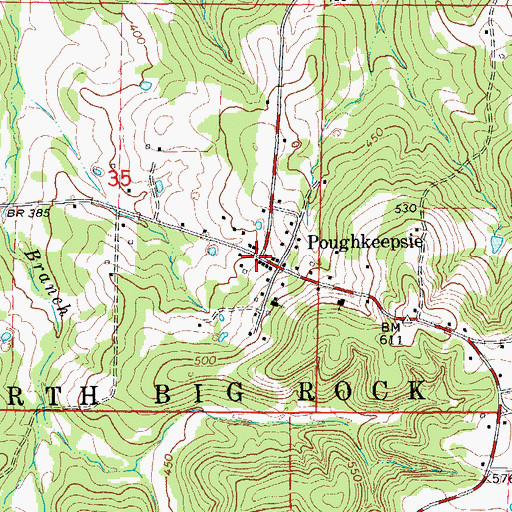 Topographic Map of Poughkeepsie, AR