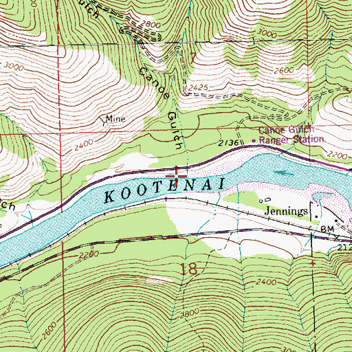 Topographic Map of Canoe Gulch, MT