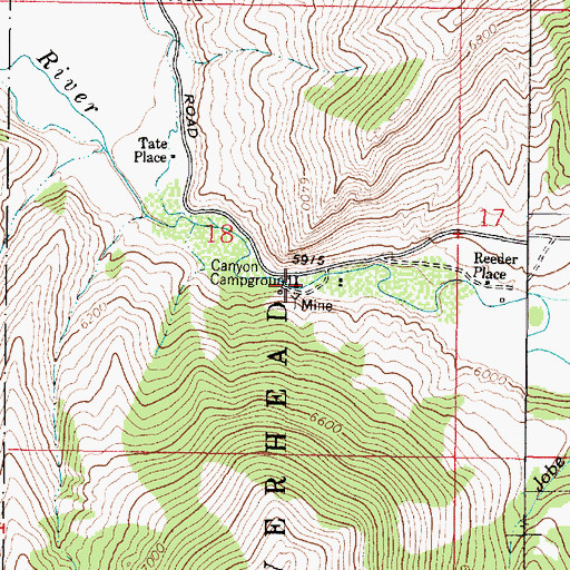 Topographic Map of Canyon Campground, MT