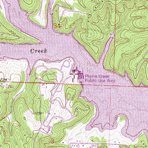 Topographic Map of Prairie Creek Public Use Area, AR