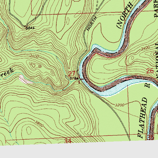 Topographic Map of Canyon Creek, MT