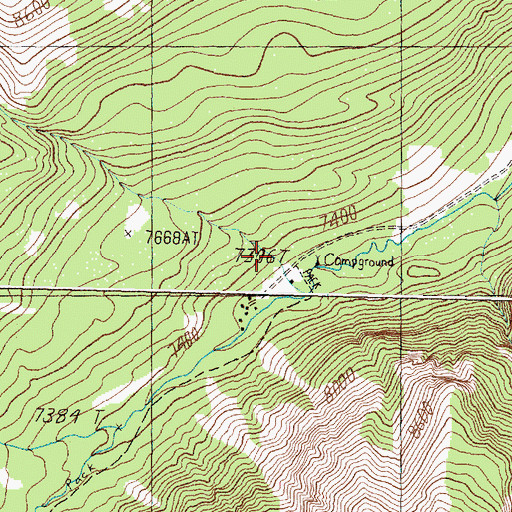 Topographic Map of Canyon Creek Camp, MT
