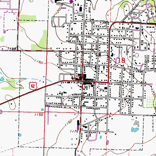 Topographic Map of Prairie Grove, AR