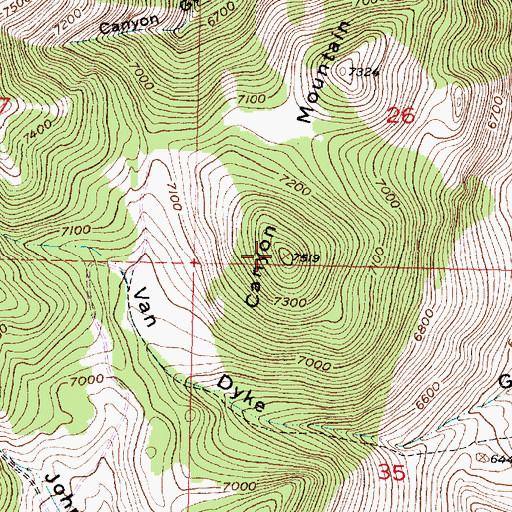 Topographic Map of Canyon Mountain, MT