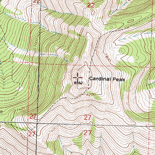 Topographic Map of Cardinal Peak, MT