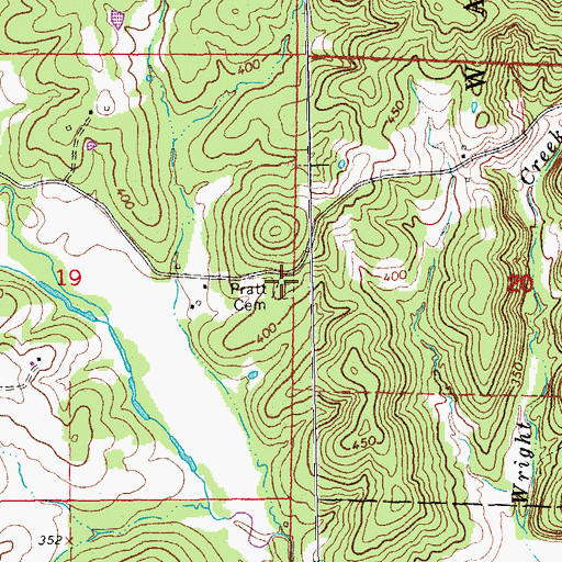 Topographic Map of Pratt Cemetery, AR