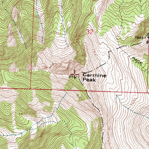 Topographic Map of Carmine Peak, MT