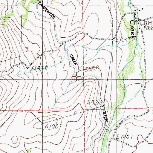 Topographic Map of Carpenter Creek Ditch, MT