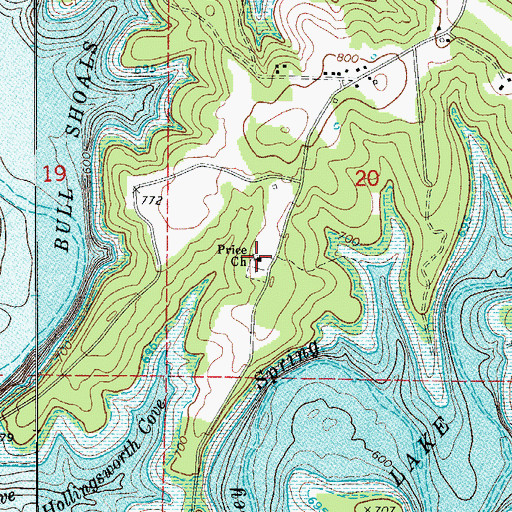 Topographic Map of Price Church, AR