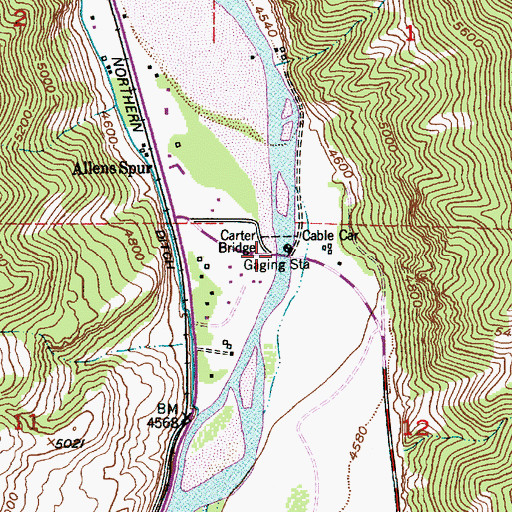 Topographic Map of Carter Bridge, MT