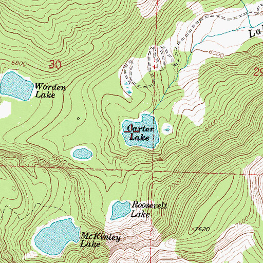 Topographic Map of Carter Lake, MT