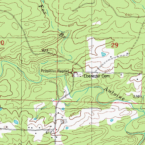 Topographic Map of Primitive Baptist Church, AR