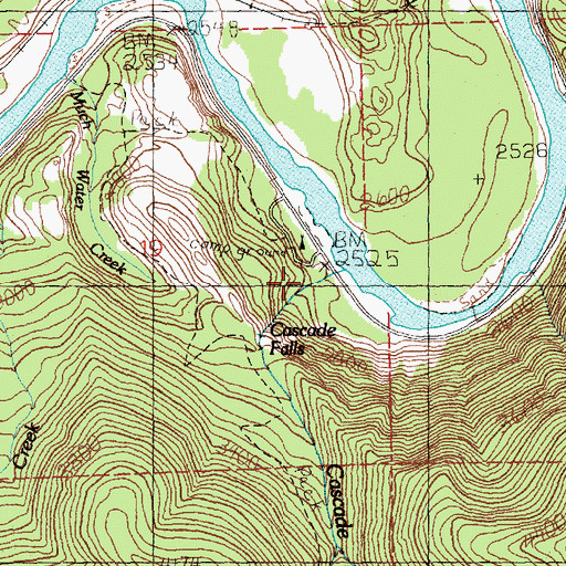 Topographic Map of Cascade Creek Campground, MT
