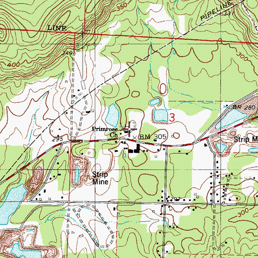 Topographic Map of Primrose Church, AR