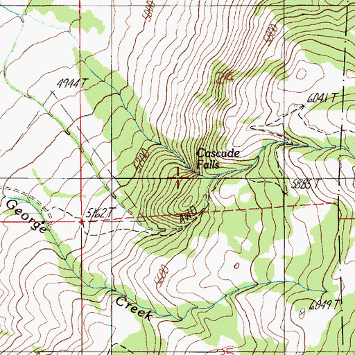 Topographic Map of Cascade Falls, MT